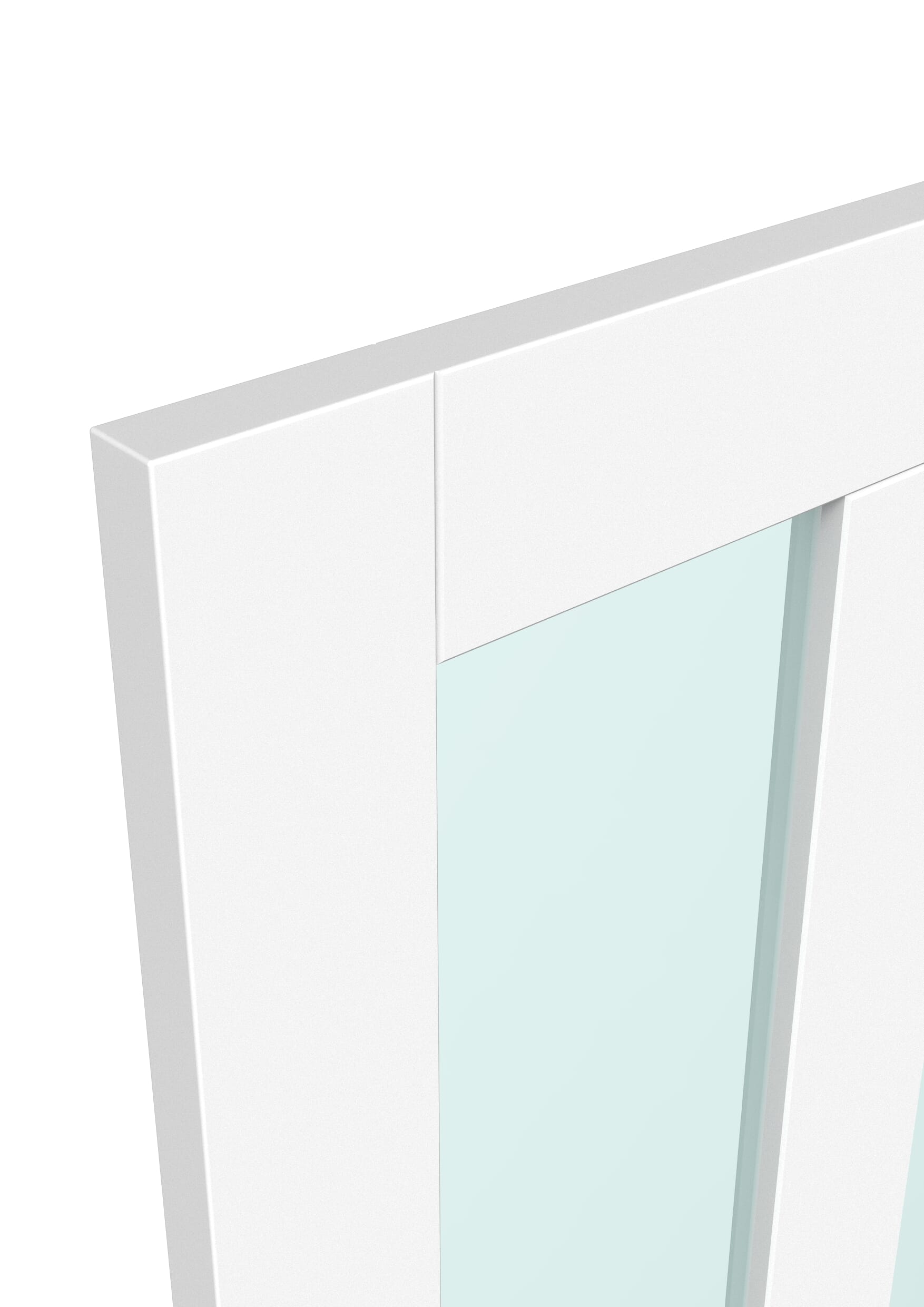 686x1981x35mm (27") Victorian 4 Panel Shaker White Clear Glass - Prefinished Sliding Barn Door