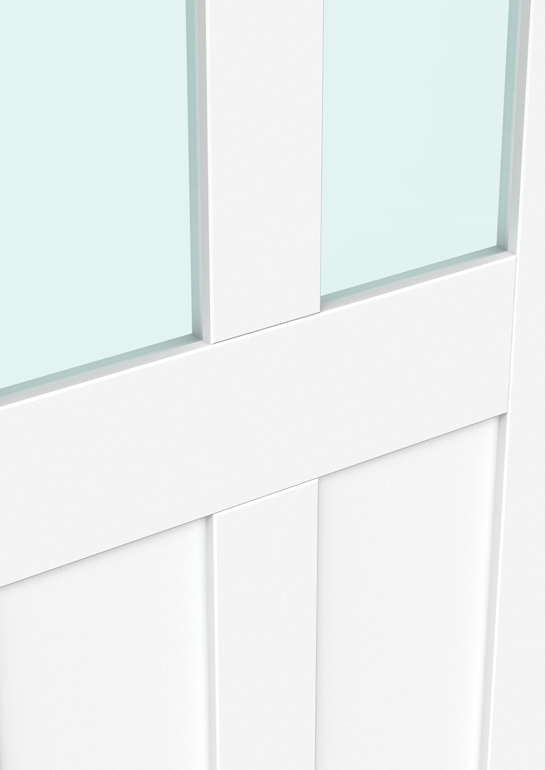 686x1981x35mm (27") Victorian 4 Panel Shaker White Clear Glass - Prefinished Sliding Barn Door