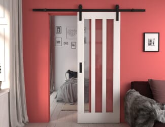 Aston White Clear Glass Sliding Barn Door