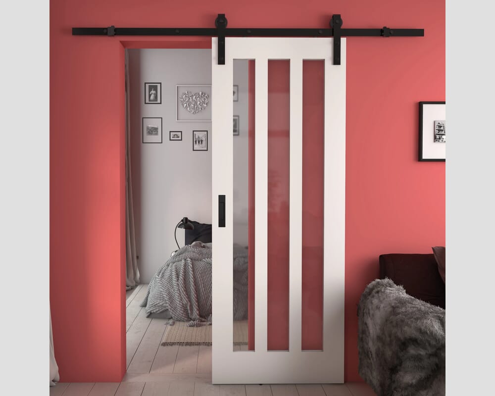 686x1981x35mm (27") Aston White Clear Glass Sliding Barn Door
