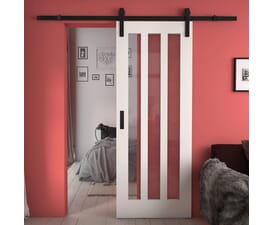 Aston White Clear Glass Sliding Barn Door