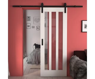 Aston White Clear Glass Sliding Barn Door