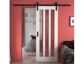 Aston White Clear Glass Sliding Barn Door