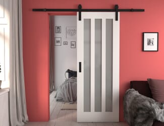 Aston White Frosted Glass Sliding Barn Door