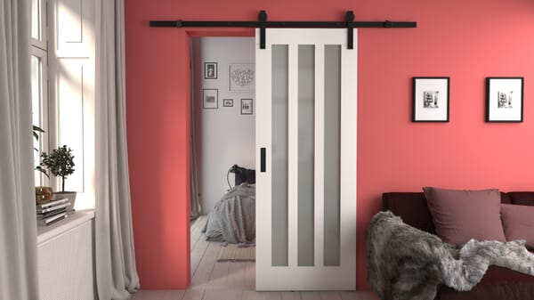 Aston White Frosted Glass Sliding Barn Door