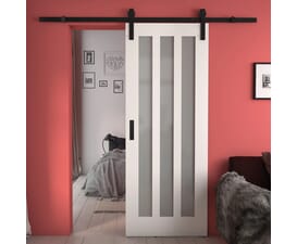Aston White Frosted Glass Sliding Barn Door