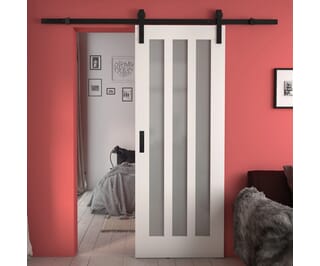 Aston White Frosted Glass Sliding Barn Door