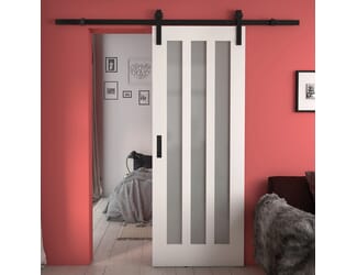 Aston White Frosted Glass Sliding Barn Door
