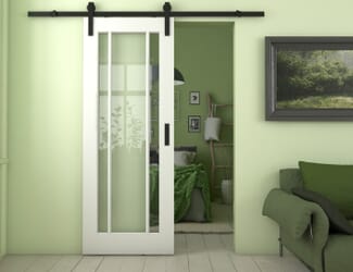 Lincoln White Clear Glass Sliding Barn Door