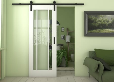 Lincoln White Clear Glass Sliding Barn Door
