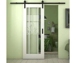 Lincoln White Clear Glass Sliding Barn Door