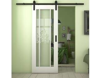 Lincoln White Clear Glass Sliding Barn Door