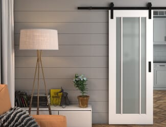 Lincoln White Frosted Glass Sliding Barn Door