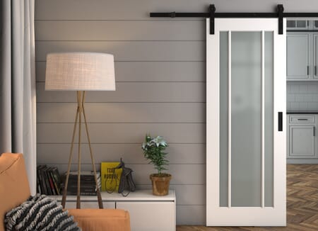 Lincoln White Frosted Glass Sliding Barn Door