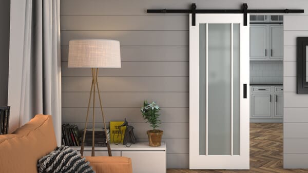 Lincoln White Frosted Glass Sliding Barn Door