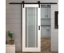 Lincoln White Frosted Glass Sliding Barn Door