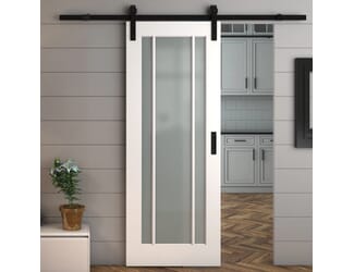 Lincoln White Frosted Glass Sliding Barn Door