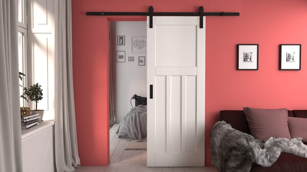 DX 30's Style White Sliding Barn Door