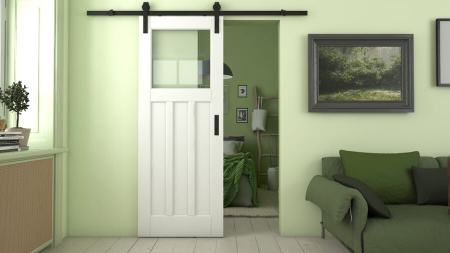 DX 30’s Style Clear Glass White Sliding Barn Door