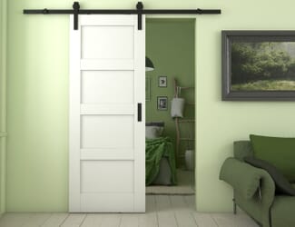 Shaker 4 Panel White Sliding Barn Door