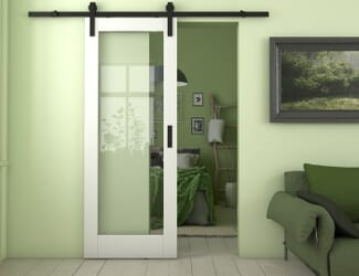 Pattern 10 White Clear Glass Sliding Barn Door