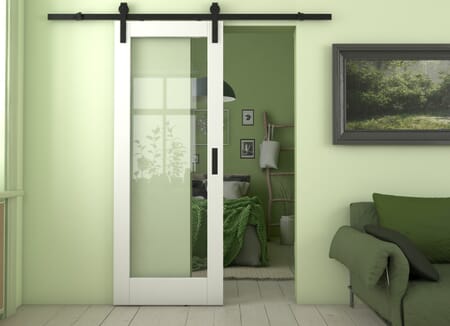Pattern 10 White Clear Glass Sliding Barn Door