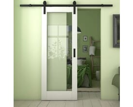 Pattern 10 White Clear Glass Sliding Barn Door