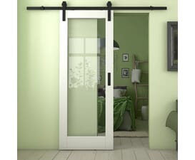 Pattern 10 White Clear Glass Sliding Barn Door