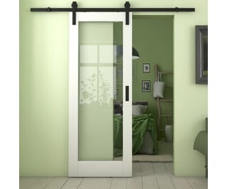 Pattern 10 White Clear Glass Sliding Barn Door