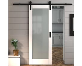 Pattern 10 White Frosted Glass Sliding Barn Door