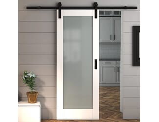 Pattern 10 White Frosted Glass Sliding Barn Door