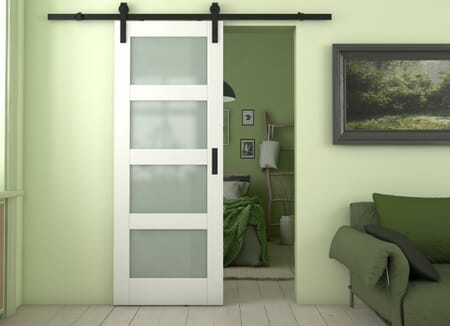 Shaker 4 Light Frosted Glass White Sliding Barn Door