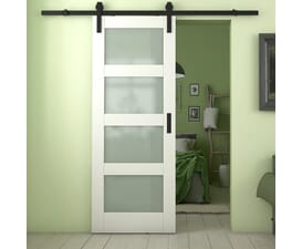 Shaker 4 Light Frosted Glass White Sliding Barn Door