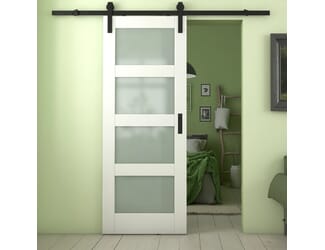 Shaker 4 Light Frosted Glass White Sliding Barn Door