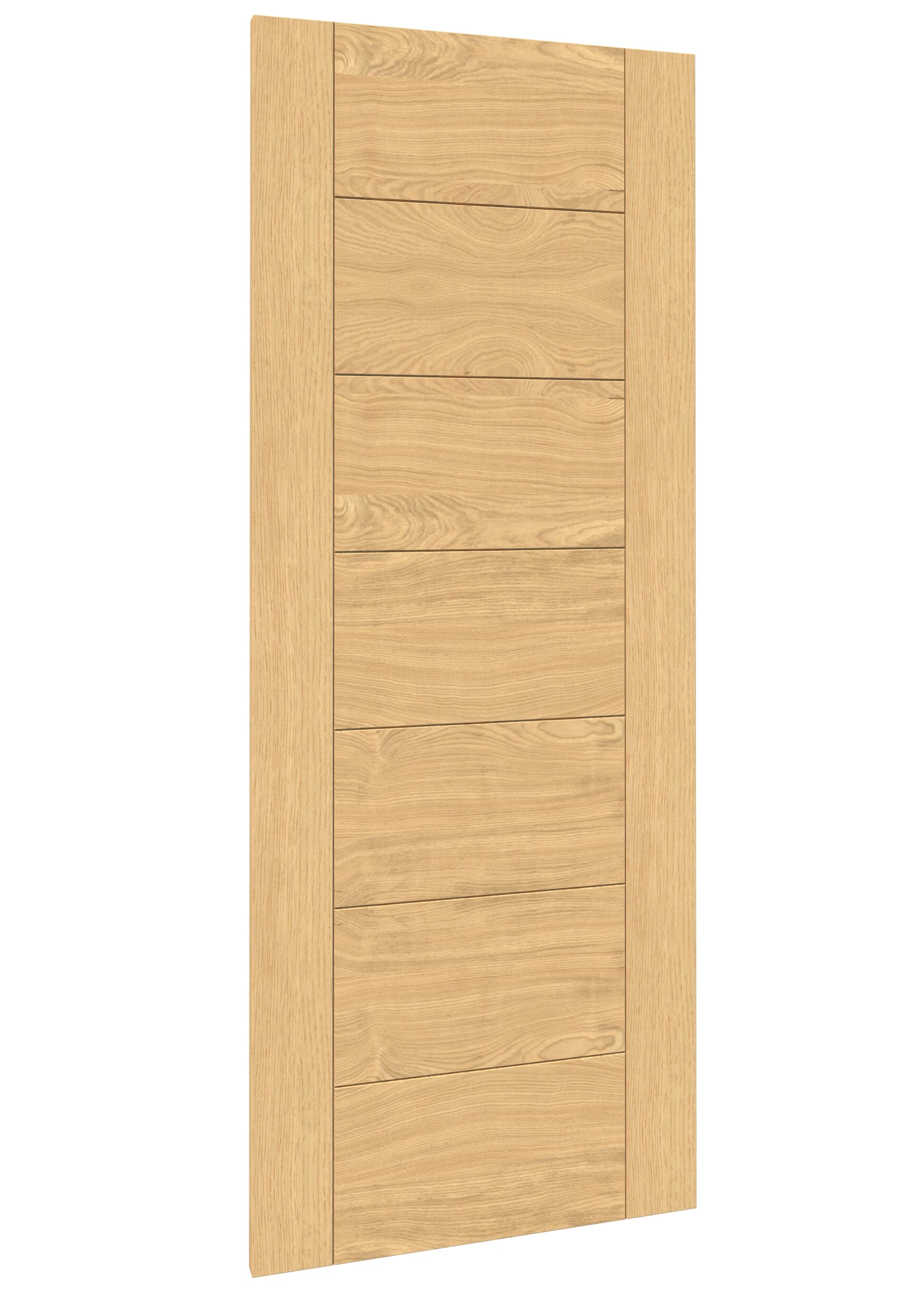 686x1981x35mm (27") Modern 7 Panel Oak Sliding Barn Door