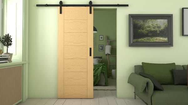 Modern 7 Panel Oak Sliding Barn Door