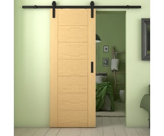 Modern 7 Panel Oak Sliding Barn Door