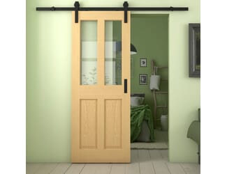 Traditional Victorian Clear Glass Oak Sliding Barn Door