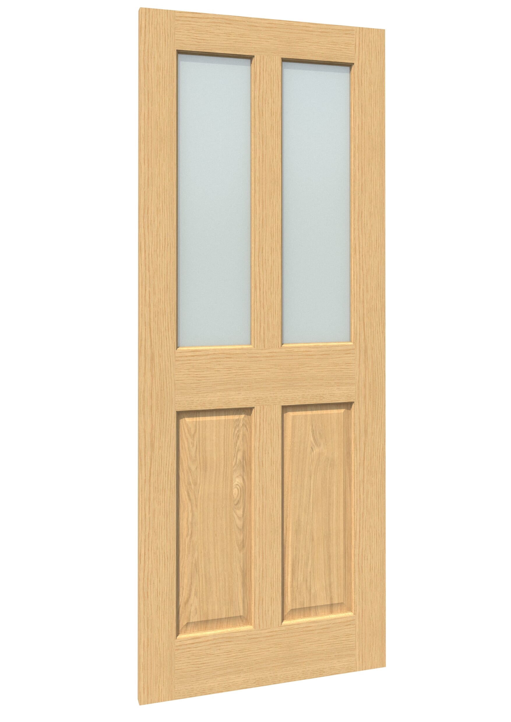 838x1981x35mm (33") Traditional Victorian Frosted Glass Oak Sliding Barn Door
