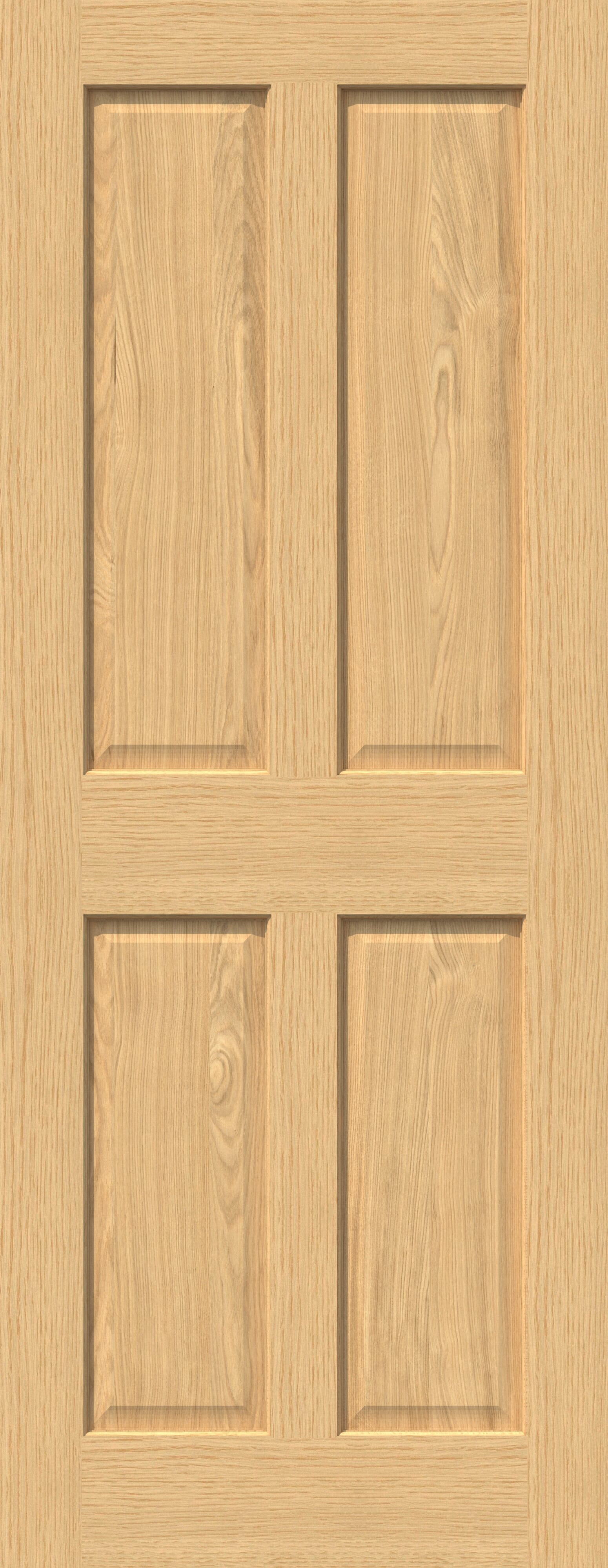 686x1981x35mm (27") Traditional Victorian 4 Panel Oak - Prefinished Sliding Barn Door