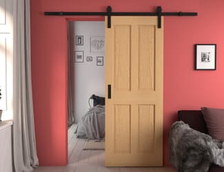 Traditional Victorian 4 Panel Oak - Prefinished Sliding Barn Door