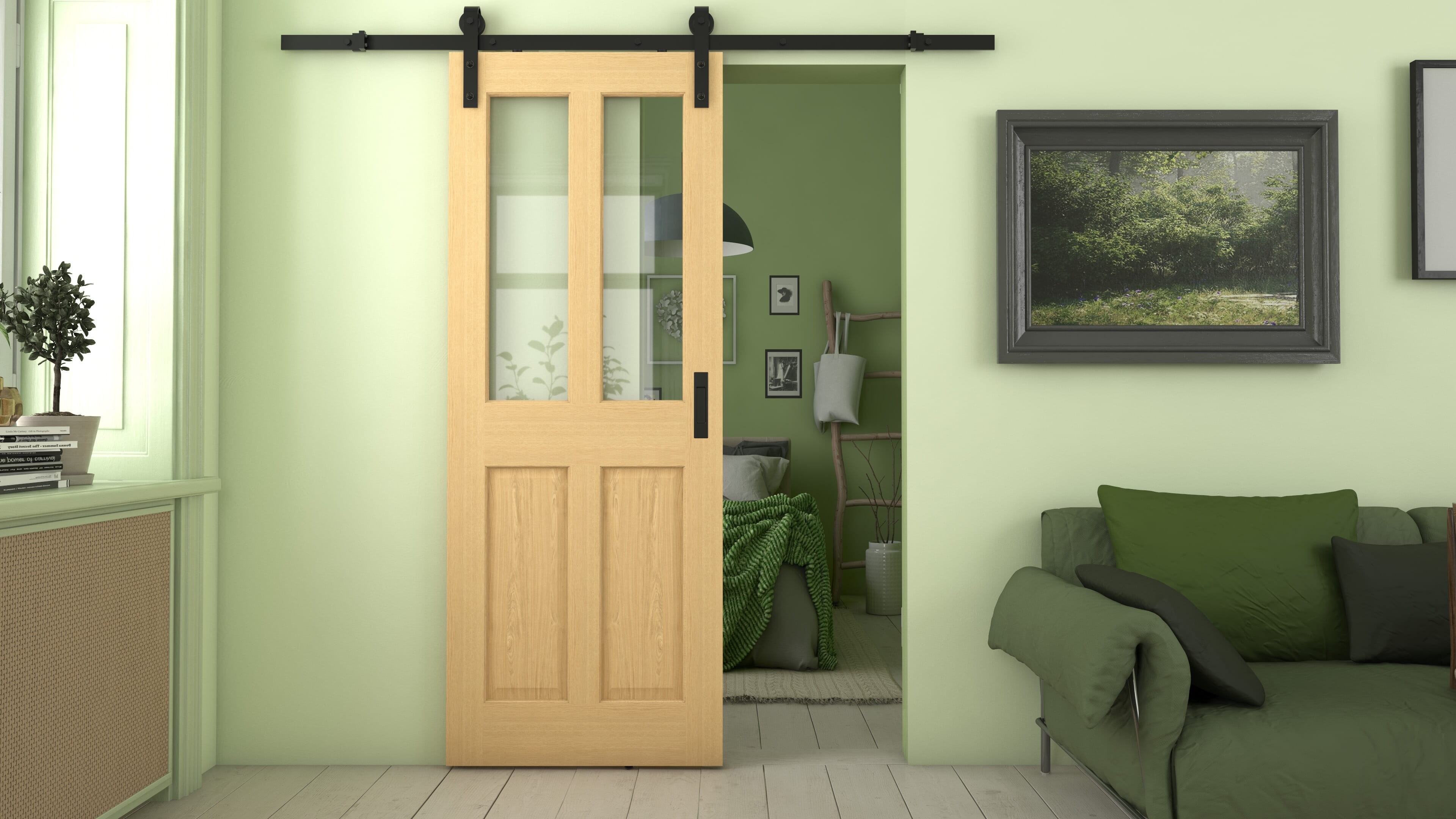 ビクトリアンアンティーク ピュアラードスラブ PURE LARD SLAB Traditional Victorian Clear Glass Oak - Prefinished Sliding Barn