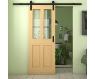 Traditional Victorian Clear Glass Oak - Prefinished Sliding Barn Door