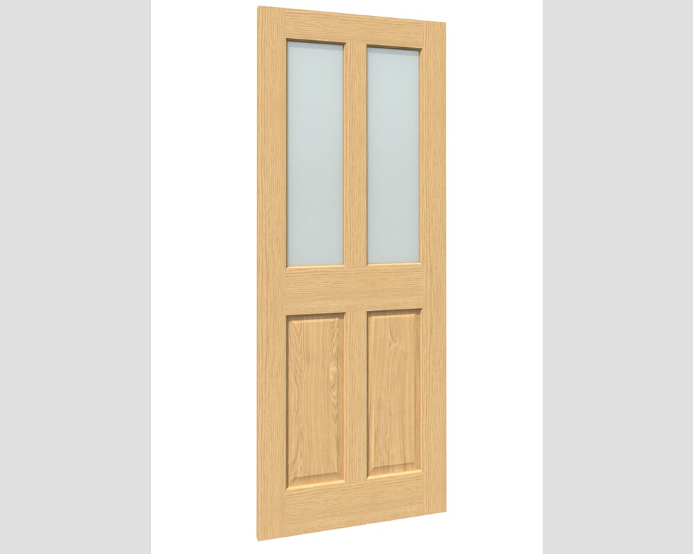 762x1981x35mm (30") Traditional Victorian Frosted Glass Oak - Prefinished Sliding Barn Door