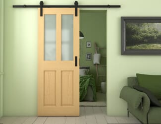Traditional Victorian Frosted Glass Oak - Prefinished Sliding Barn Door