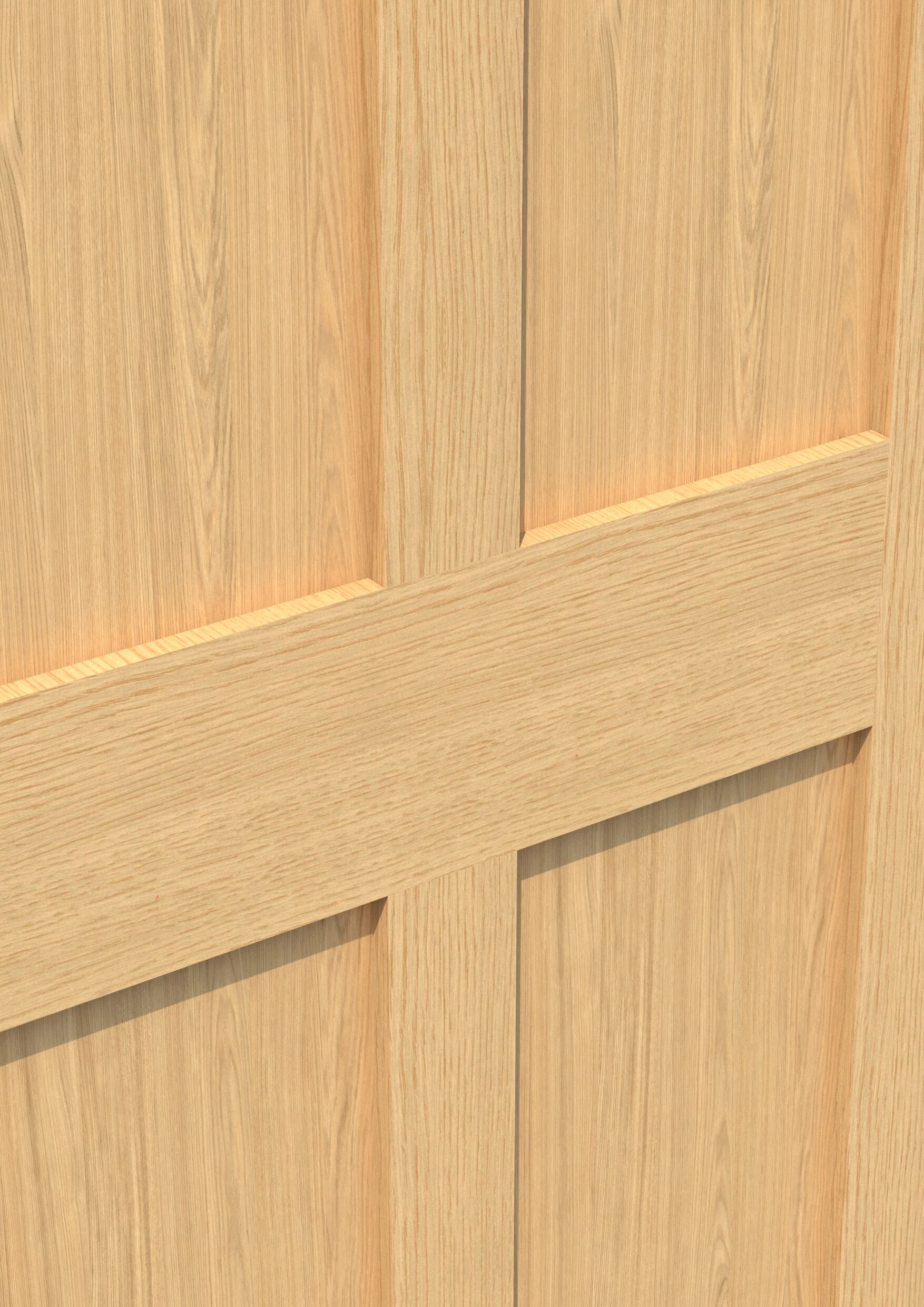 762x1981x35mm (30") Victorian 4 Panel Shaker Oak Sliding Barn Door
