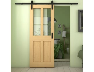 Victorian 4 Panel Shaker Oak Clear Glass Sliding Barn Door