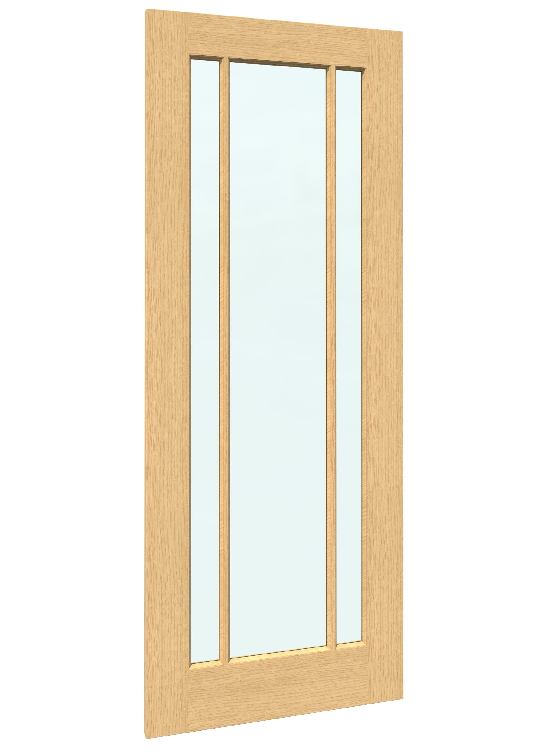 838x1981x35mm (33") Lincoln Oak Clear Glass Sliding Barn Door