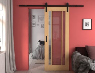 Lincoln Oak Clear Glass Sliding Barn Door