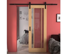 Lincoln Oak Clear Glass Sliding Barn Door